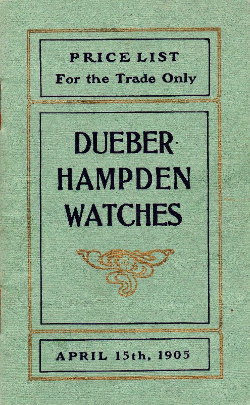 Dueber Hampden Watches Price List: April 1905 Cover Image