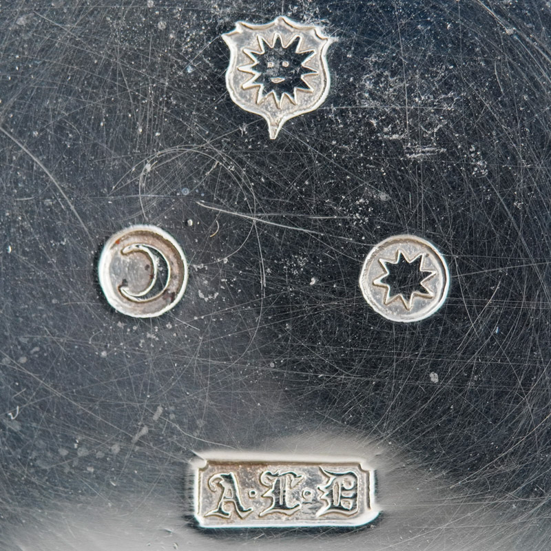 Watch Case Marking for Dennison Watch Case Co. Silver: Sun in Shield Moon in Circle Star in Circle A.L.D. Embossed