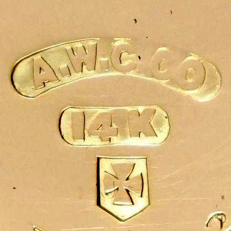 Watch Case Marking for American Watch Case Co. of Toronto, Ltd. AWCCo 14K: A.W.C.Co. 14K