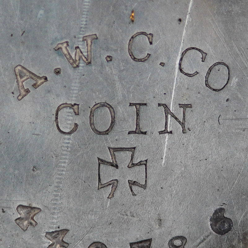 Watch Case Marking for American Watch Case Co. of Toronto, Ltd. AWCCo Coin: A.W.C.Co. Coin Cross