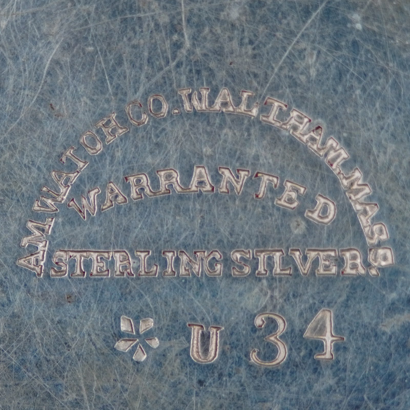 Watch Case Marking for American Watch Co. A.W.Co. Sterling Silver: 