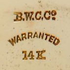 Watch Case Marking for Brooklyn Watch Case Co. 14K: B.W.C.Co.
Warranted
14K.
