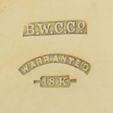 Watch Case Marking Variant for Brooklyn Watch Case Co. 18K: B.W.C.Co.
Warranted
18K