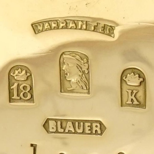 Watch Case Marking for Blauer Watch Case Co. 18K: Warranted Blauer 18 K Shield