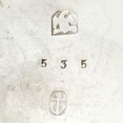 Watch Case Marking for Boston Watch Co. Eagle Anchor: Eagle in Trimmed Rectangle Anchor in Oval B.W.Co.