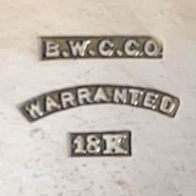 Watch Case Marking for Brooklyn Watch Case Co. 18K: B.W.C.Co. Warranted 18K Rectangle
