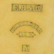 Watch Case Marking for Brooklyn Watch Case Co. 18K E. Howard Label: E.H.&Co. Warranted 18K A Square