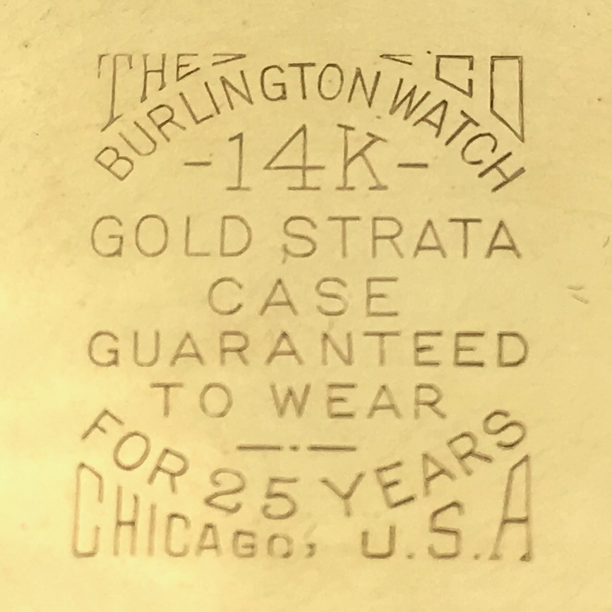 Watch Case Marking for Unknown Case Manufacturer Burlington Gold Strata: 