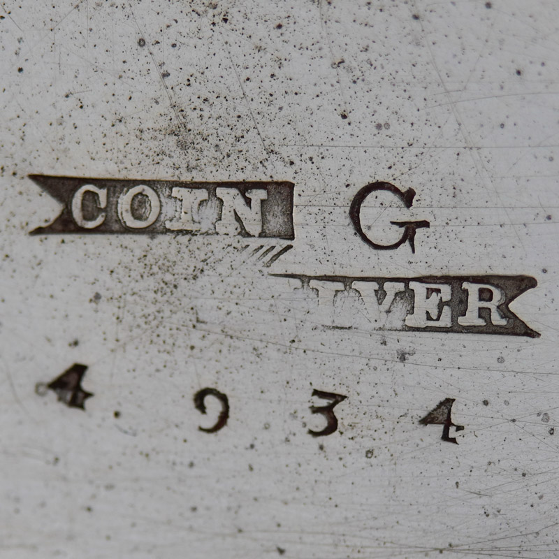 Watch Case Marking for Unknown Case Manufacturer G Coin Silver: 