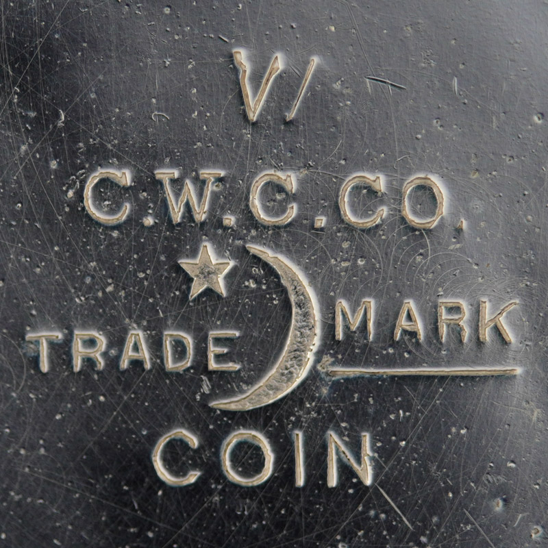 Watch Case Marking for Crescent Watch Case Co. Crescent Coin Silver: W C.W.C.Co. Trade Mark Crescent Moon and Star Coin