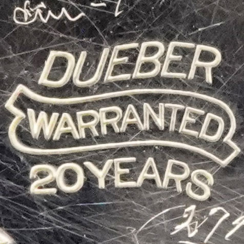Watch Case Marking for Dueber Watch Case Mfg. Co. Dueber 20YR: Dueber Warranted 20 Years