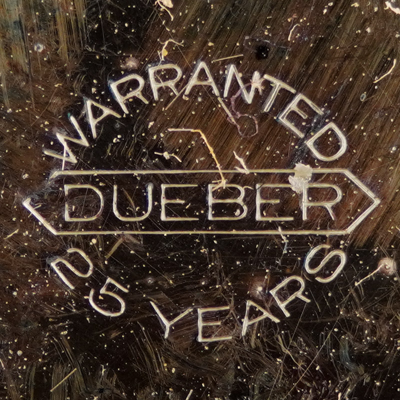 Watch Case Marking Variant for Dueber Watch Case Mfg. Co. Dueber 25YR: Dueber
Warranted
25 Years
