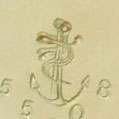 Watch Case Marking for Dueber Watch Case Mfg. Co. Dueber Anchor: [Anchor]
[Snake Around Anchor]