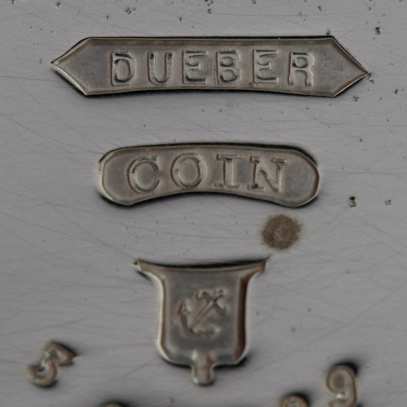 Watch Case Marking Variant for Dueber Watch Case Mfg. Co. Dueber Coin Silver: Dueber
Coin
[Anchor]