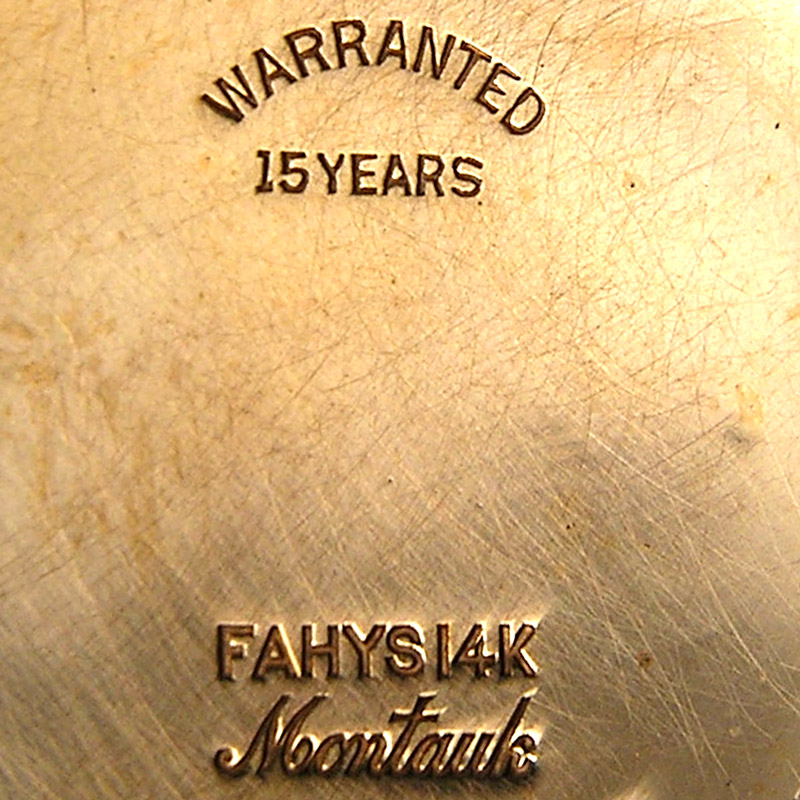 Watch Case Marking for Fahys Watch Case Co. Montauk 14K/15YR: 