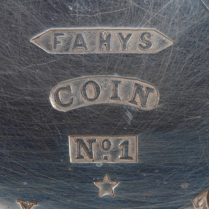 Watch Case Marking for Fahys Watch Case Co. Fahys Coin Silver No 1: Fahys
Coin
No. 1
[Star]