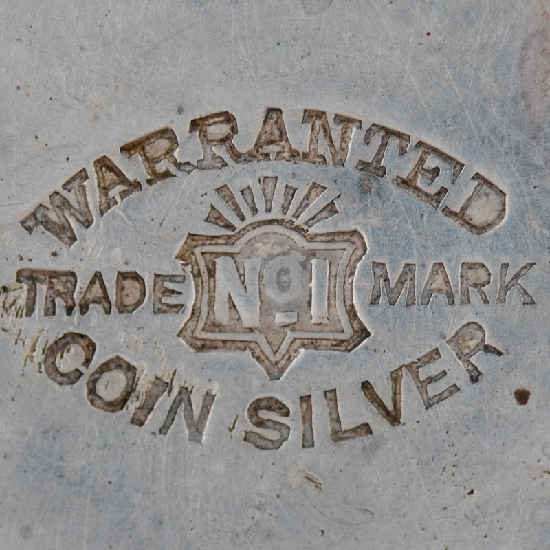 Watch Case Marking for Fahys Watch Case Co. Fahys Coin Silver No 1: Warranted No.1 Coin Silver Trade Mark Fahys Coin No. 1 Pat. Feb. 19th 1884