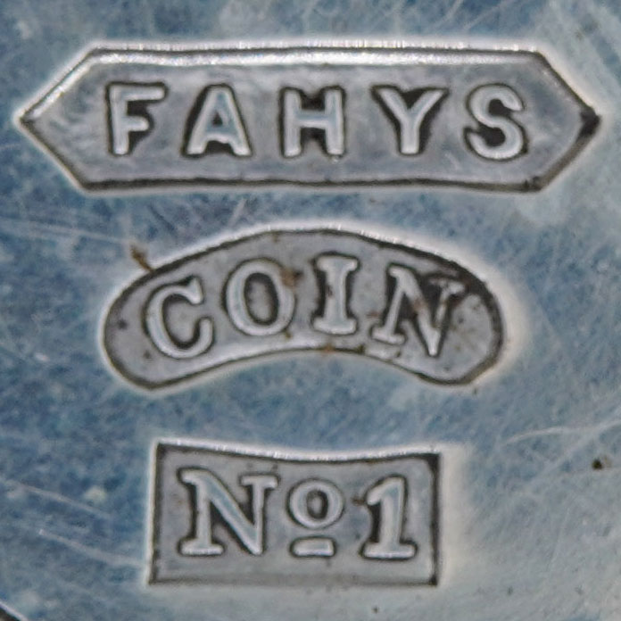 Watch Case Marking for Fahys Watch Case Co. Fahys Coin Silver No 1: Fahys
Coin
No. 1