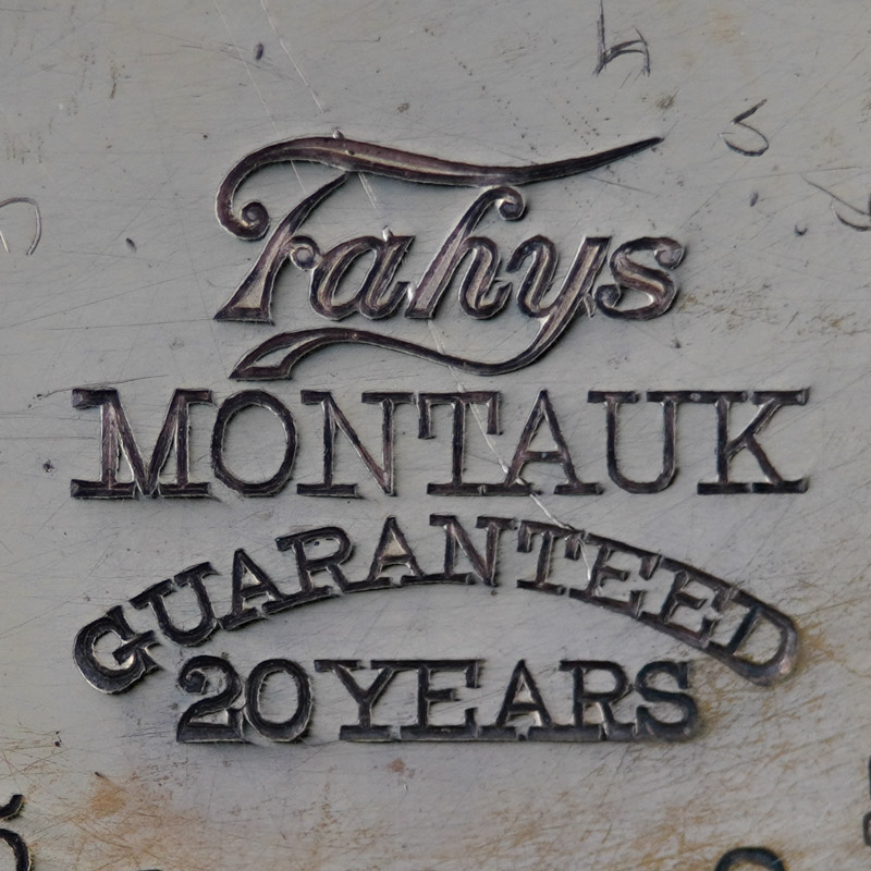Watch Case Marking for Fahys Watch Case Co. Montauk 10K/20YR: Fahys Montauk Guaranteed 20 Years Patented 10K Gold Filled No. 1