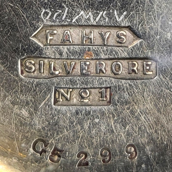 Watch Case Marking for Fahys Watch Case Co. Silverore: Fahys Silverore No. 1