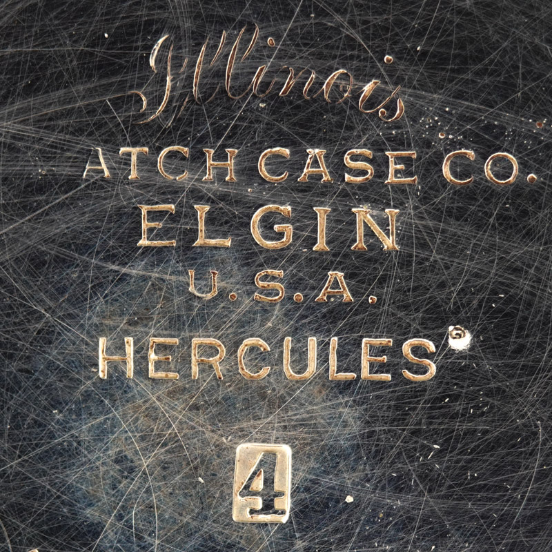 Watch Case Marking Variant for Illinois Watch Case Co. Hercules: Illinois
Watch Case Co.
Elgin
U.S.A.
Hercules
4