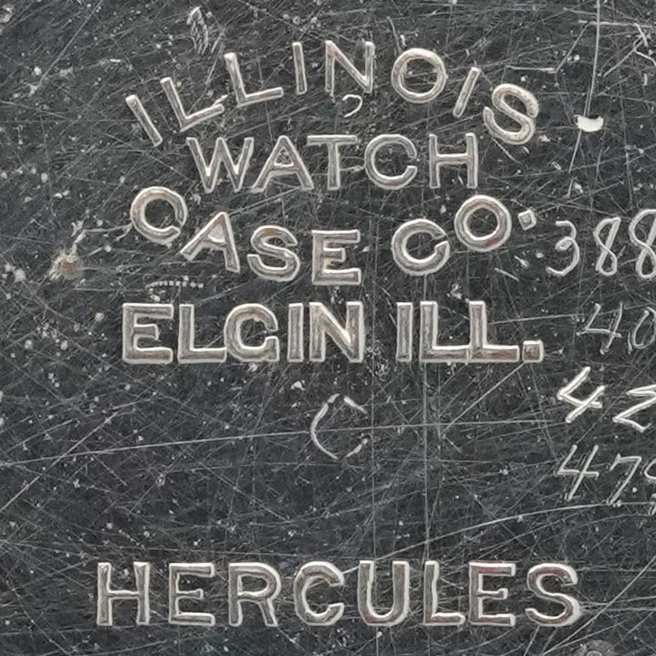 Watch Case Marking for Illinois Watch Case Co. Hercules: Illinois
Watch
Case Co.
Elgin Ill.
Hercules