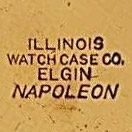 Watch Case Marking for Illinois Watch Case Co. Napoleon: Illinois
Watch Case Co.
Elgin
Napoleon
