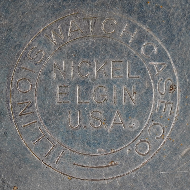 Watch Case Marking for Illinois Watch Case Co. Nickel: Illinois Watch Case Co. Nicekl Elgin U.S.A. in Circle
