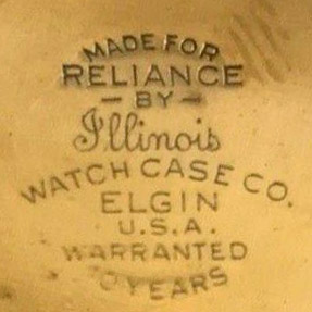 Watch Case Marking for Illinois Watch Case Co. Reliance: 