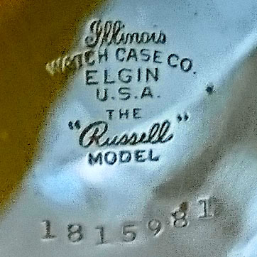 Watch Case Marking for Illinois Watch Case Co. The Russell Model: 