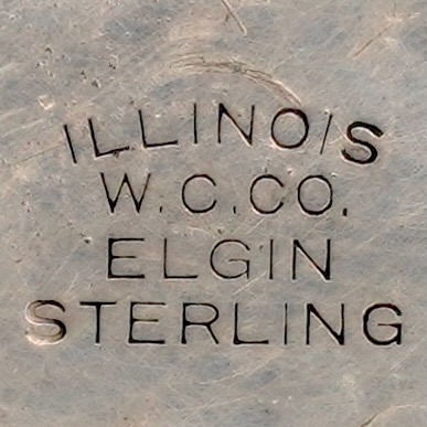 Watch Case Marking Variant for Illinois Watch Case Co. Sterling: Illinois
W.C.Co.
Elgin
Sterling