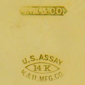 Watch Case Marking for  14K E. Howard Label: E.H.&Co [in Pointed Ribbon]
U.S.Assay
14K
K.&U.Mfg.Co.