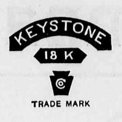 Watch Case Marking for Keystone Watch Case Co. 18K: Keystone 18K in Pointed Ribbon Embossed