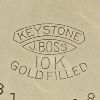 Watch Case Marking for Keystone Watch Case Co. Boss 10K Yellow GF: 