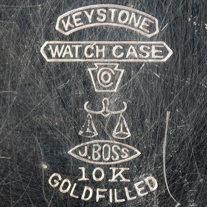 Watch Case Marking for Keystone Watch Case Co. Boss Scale 10K/20YR: Keystone
Watch Case Co.
[Keystone Block]
[Scales]
J.Boss
10K
Gold Filled