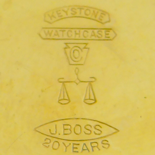 Watch Case Marking for Keystone Watch Case Co. Boss Scale 10K/20YR: Keystone
Watch Case Co.
[Keystone Block]
[Scales]
J.Boss
20 Years