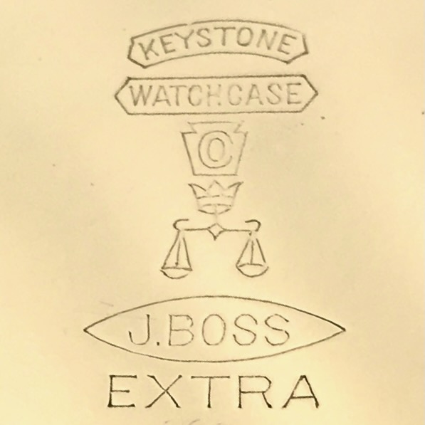 Watch Case Marking for Keystone Watch Case Co. Boss Extra Permanent: Keystone Watch ase Co. Keystone Crown and Scales J.Boss Extra