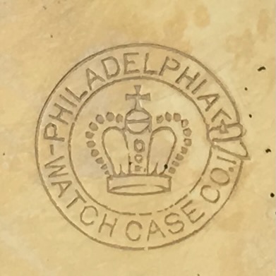 Watch Case Marking for Philadelphia Watch Case Co. Crown: Philadelphia
Watch Case Co.
[Crown with Cross]
[Buckle]