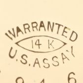 Watch Case Marking Variant for Roy Watch Case Co. 14K: Warranted
14K
U.S.Assay
[Eye]