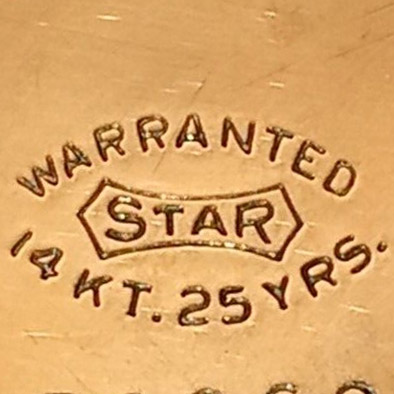 Watch Case Marking Variant for Star Watch Case Co. Star 14K/25YR: Warranted
Star
14 Kt. 25 Yrs.