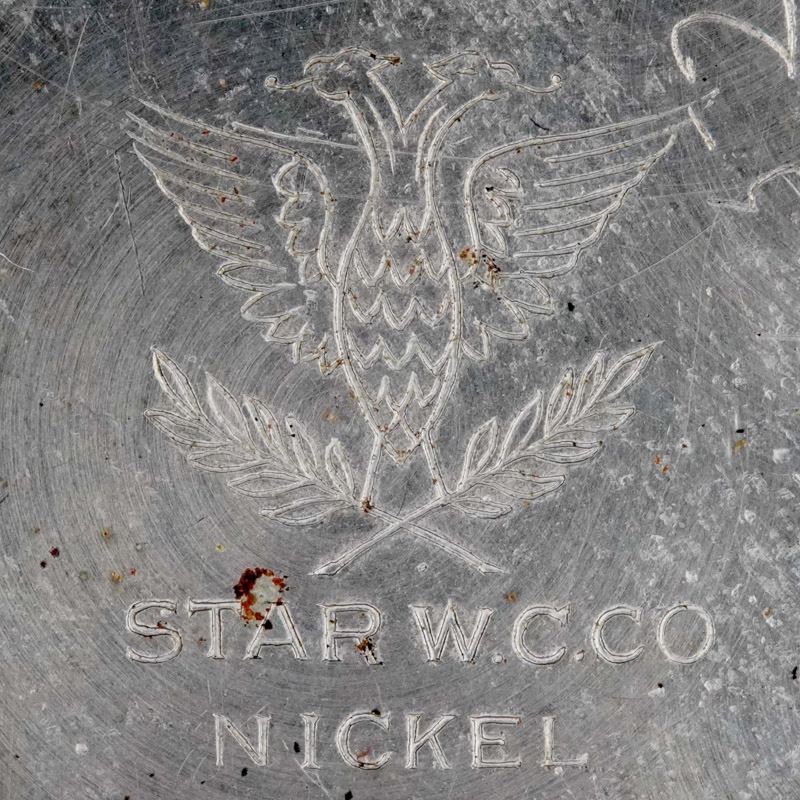 Watch Case Marking for Star Watch Case Co. Star Nickel: Two Headed Bird Star W.C.Co. Nickel Cased and Timed by the Elgin National Watch Co. Star Watch Case Company double headed Eagle Olive Branch
