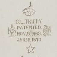Watch Case Marking for Charles L. Thiery (Boston) Coin Silver Patent Dates: C.L. Thiery. Patented. No.9.1869. Jan.18.1870 Eye Man Eagle Star