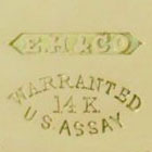 Watch Case Marking for  14K E. Howard Label: E.H.&Co [in Pointed Ribbon]
Warranted
14K
U.S.Assay