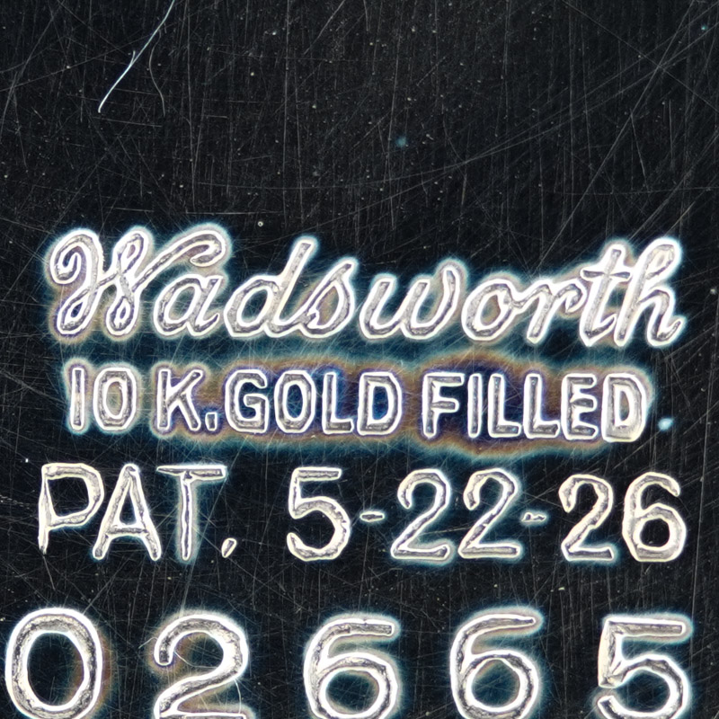 Watch Case Marking for Wadsworth Watch Case Co. Wadsworth 10K/20YR: Wadsworth 10L. Gold Filled. Warranted 20 Years