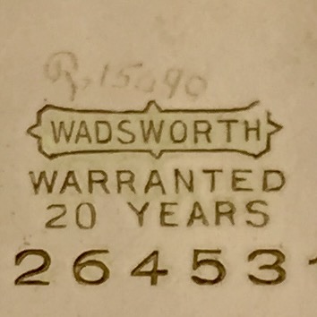 Watch Case Marking for Wadsworth Watch Case Co. Wadsworth 14K/20YR: Wadsworth
Warranted
20 Years