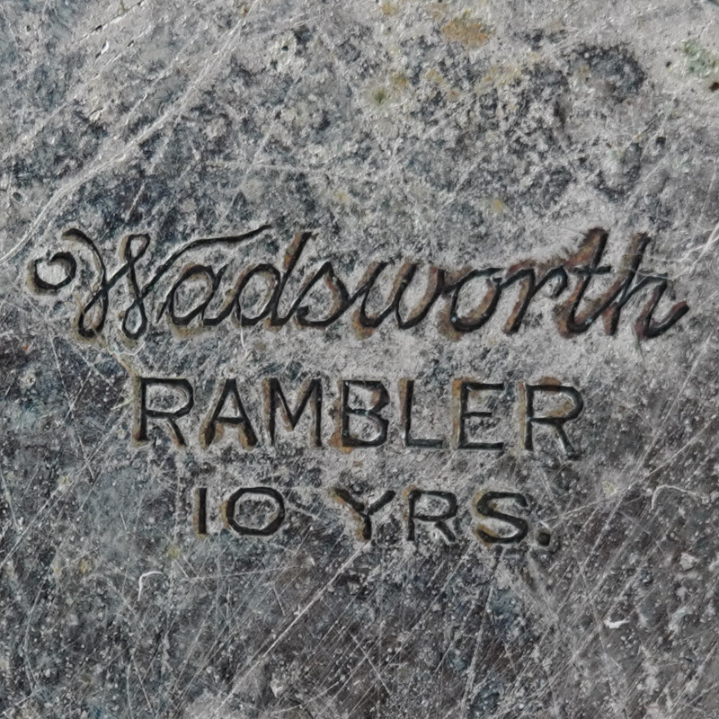 Watch Case Marking for Wadsworth Watch Case Co. Rambler: Wadsworth Rabler Warranted 10 Years