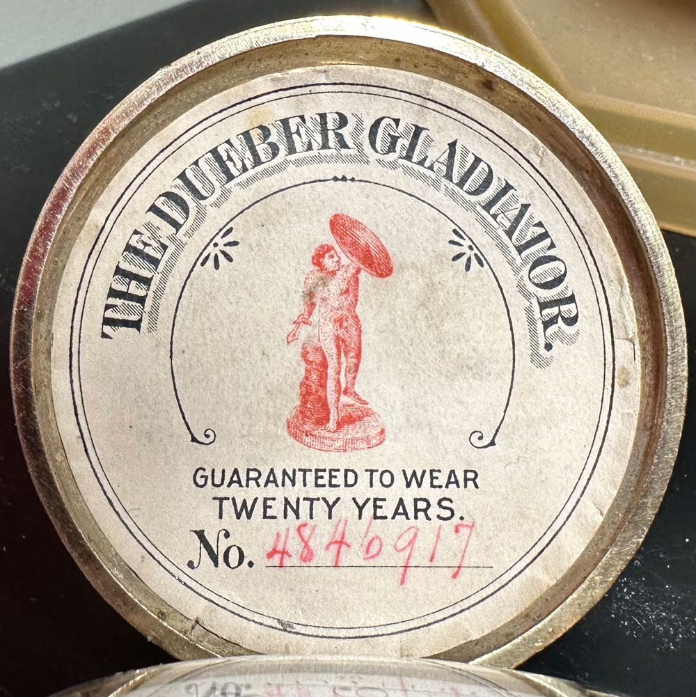 Watch Case Marking for Dueber Watch Case Mfg. Co. Gladiator: Man with Shield