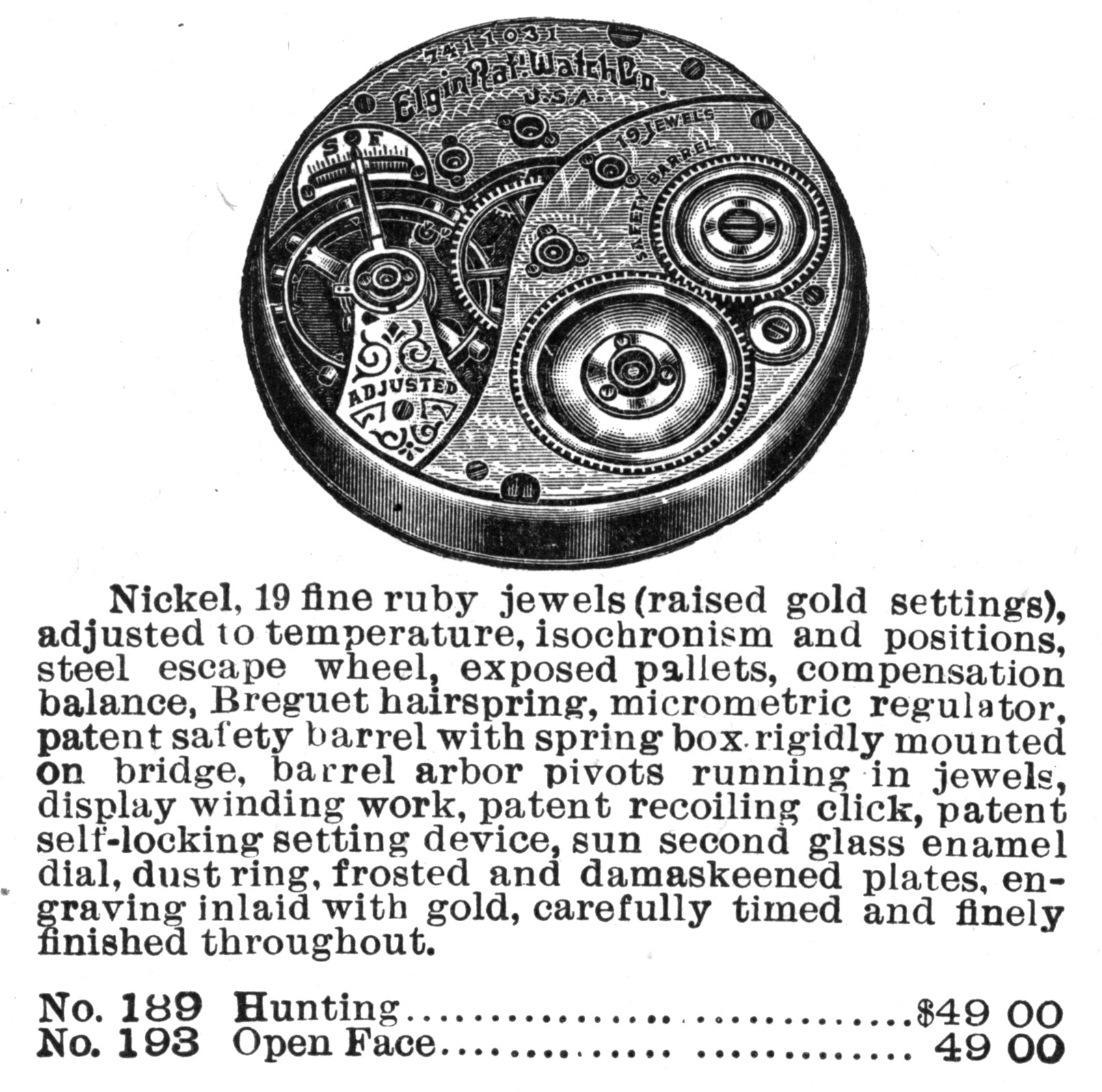 Elgin Pocket Watch: Serial Number 17792691 (Grade 193): Advertisements ...