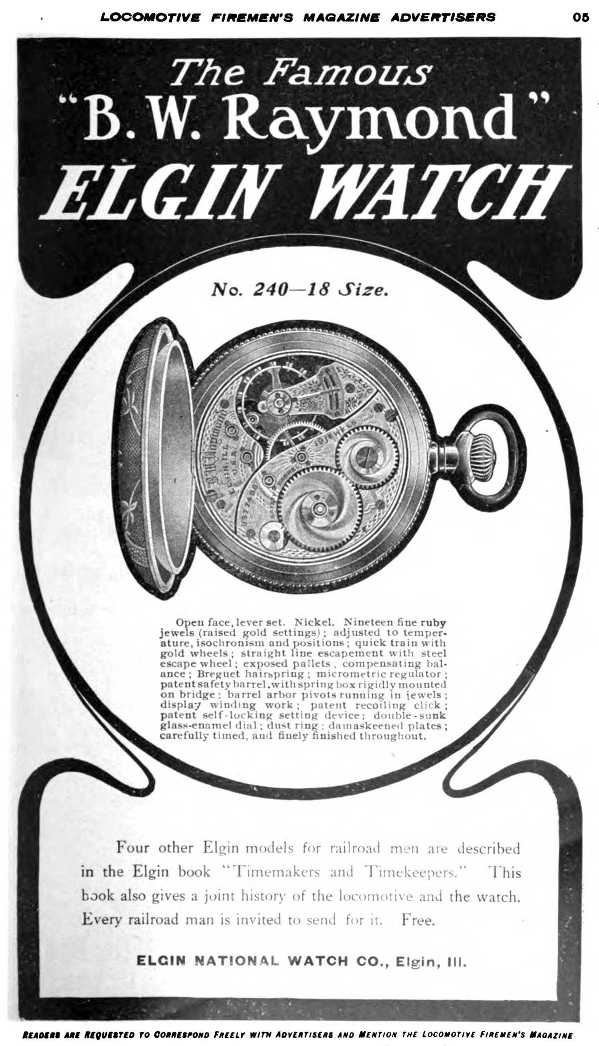 Elgin Grade 240 Advertisement from 1906
