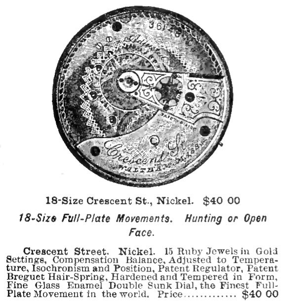 Waltham Grade Crescent St. Advertisement from 1891